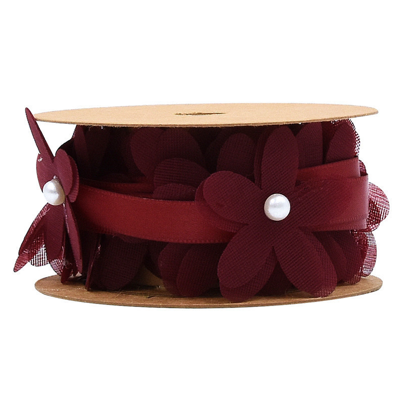 40mm*2m Polyester Floral Ribbon Trim OEM ODM Flower Lace Ribbon