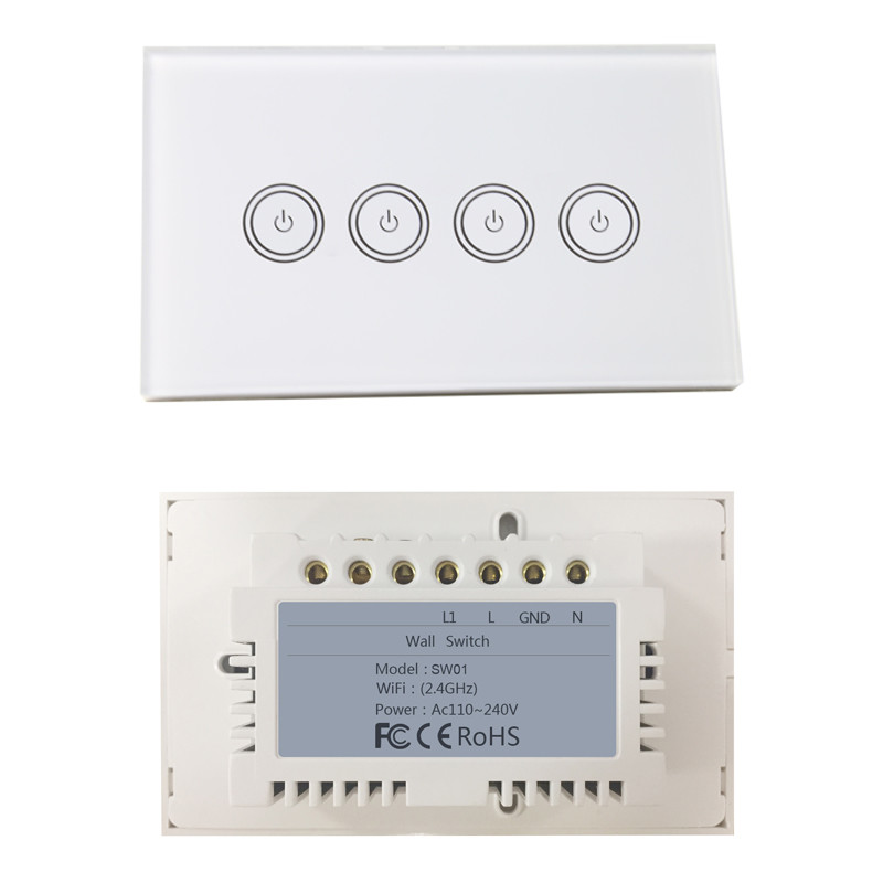 220V WIFI Smart Wall Light Switch 120*72*34 Mm Control Via Smart Phone