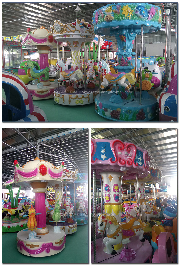 Attractive 3 Seats Mini Fairground Rides Small Carousel Merry Go Round For Shopping Mall