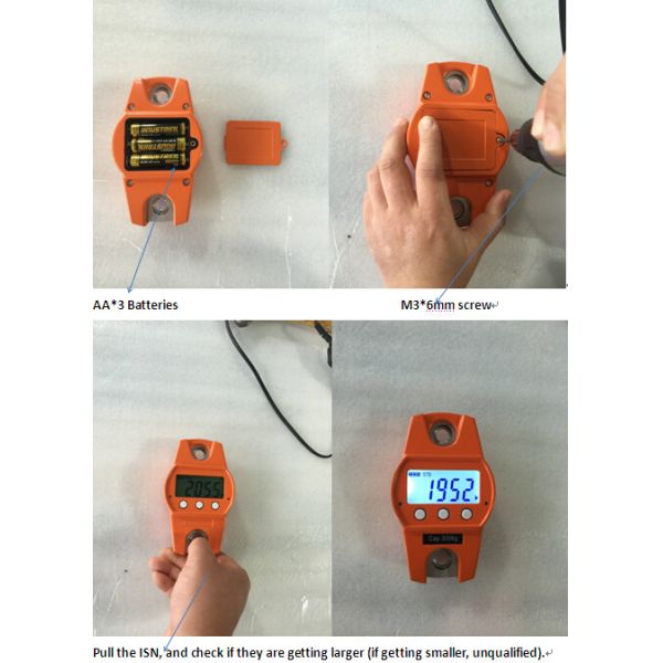 300Kg Capacity Handheld LED Display Orange Digital Mini Crane Scale for Farm Hunting Fishing ABS Stainless Steel