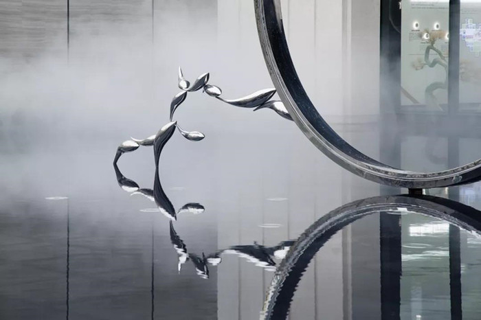 Public Modern Fish Metal Art Sculptures Stainless Steel Decorative Customized