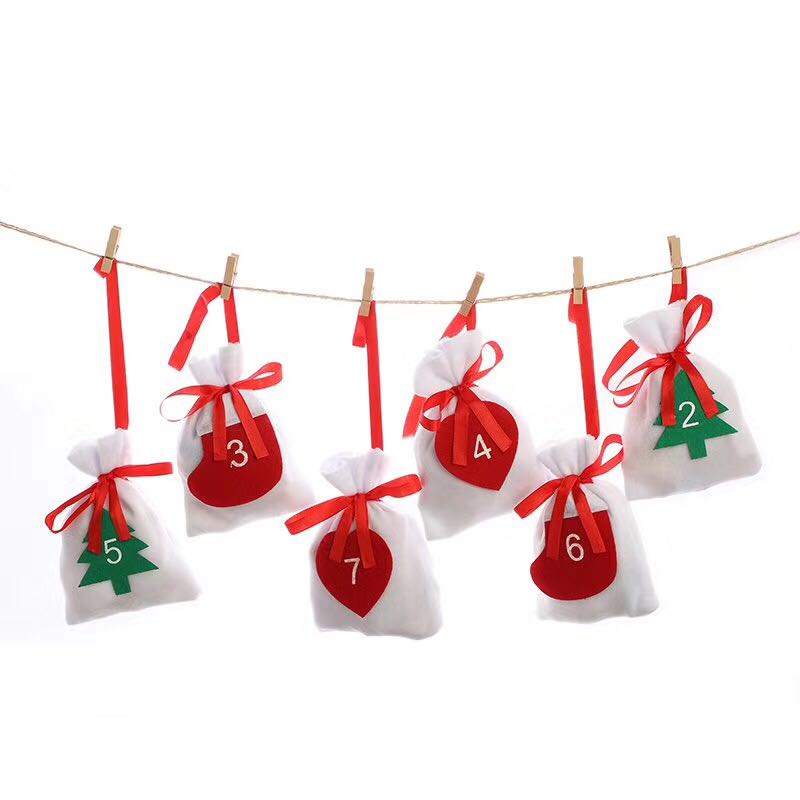 Christmas Burlap Jute Drawstring Bag Backpack Candy Pouch Bags OEM