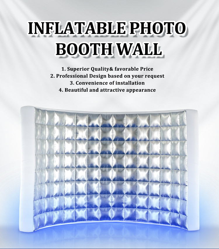 Semi Circle Inflatable Photo Props Silver Inflatable Photo Booth Wall Durable 210D Oxford