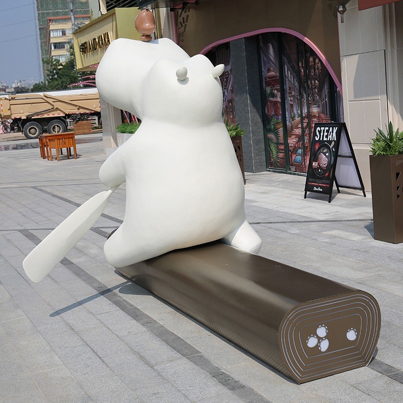 Sky Street Fiberglass Leisure Bench With Sculpture Ornament Outdoor Commercial Street Park