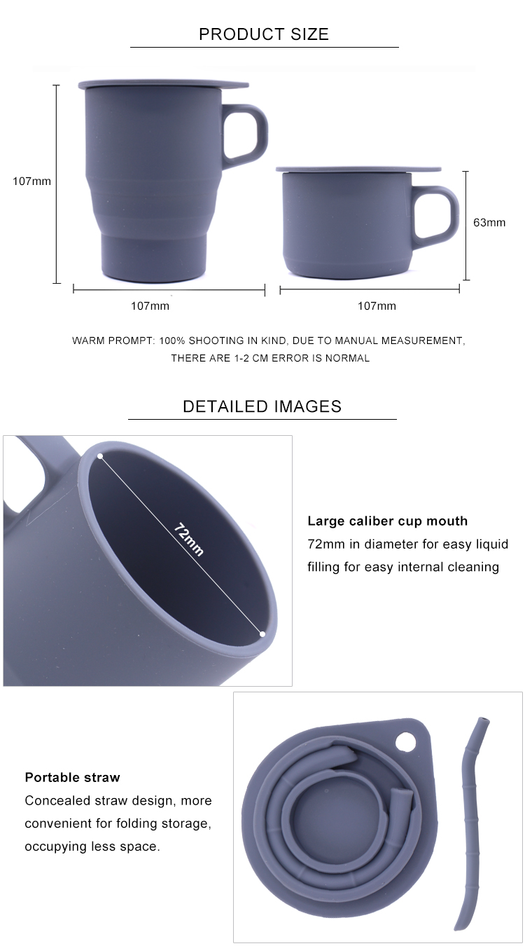 Private Logo 350ML Collapsible Silicone Coffee Cup