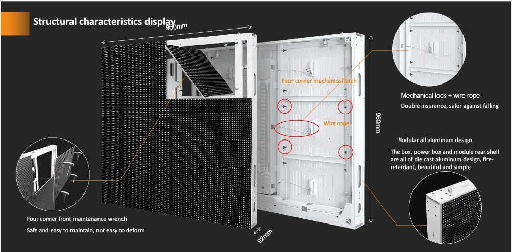 Outdoor Led Screen Long Lifespan P5.7 Full Color LED Display Panel 250mm*250mm For Outdoor Advertising