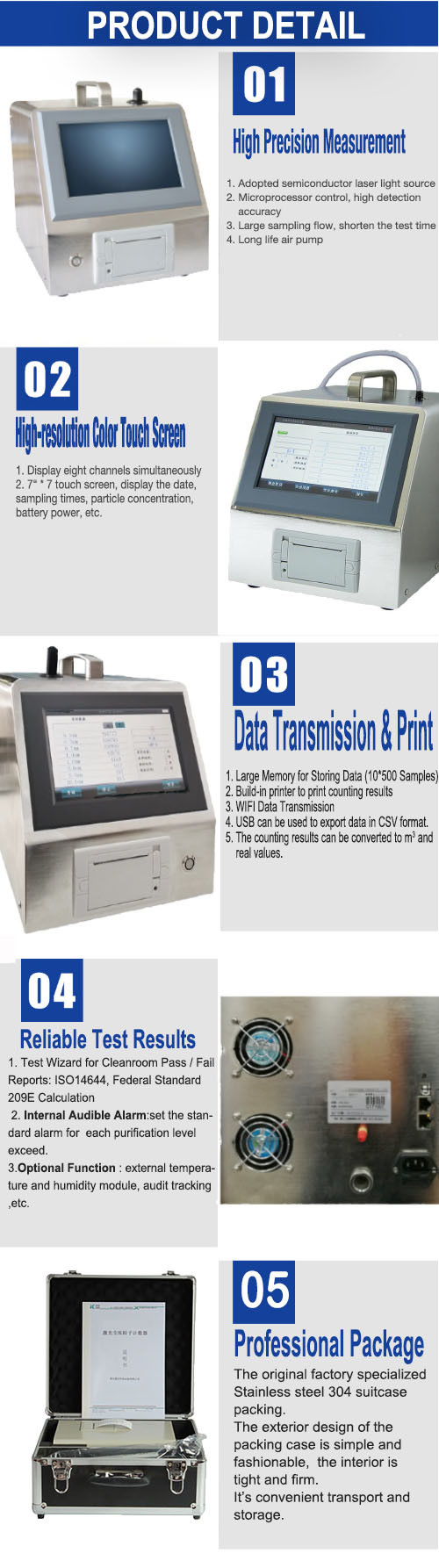 Vaccine Factory 0.3µm 28.3L Portable Airborne Particle Counter