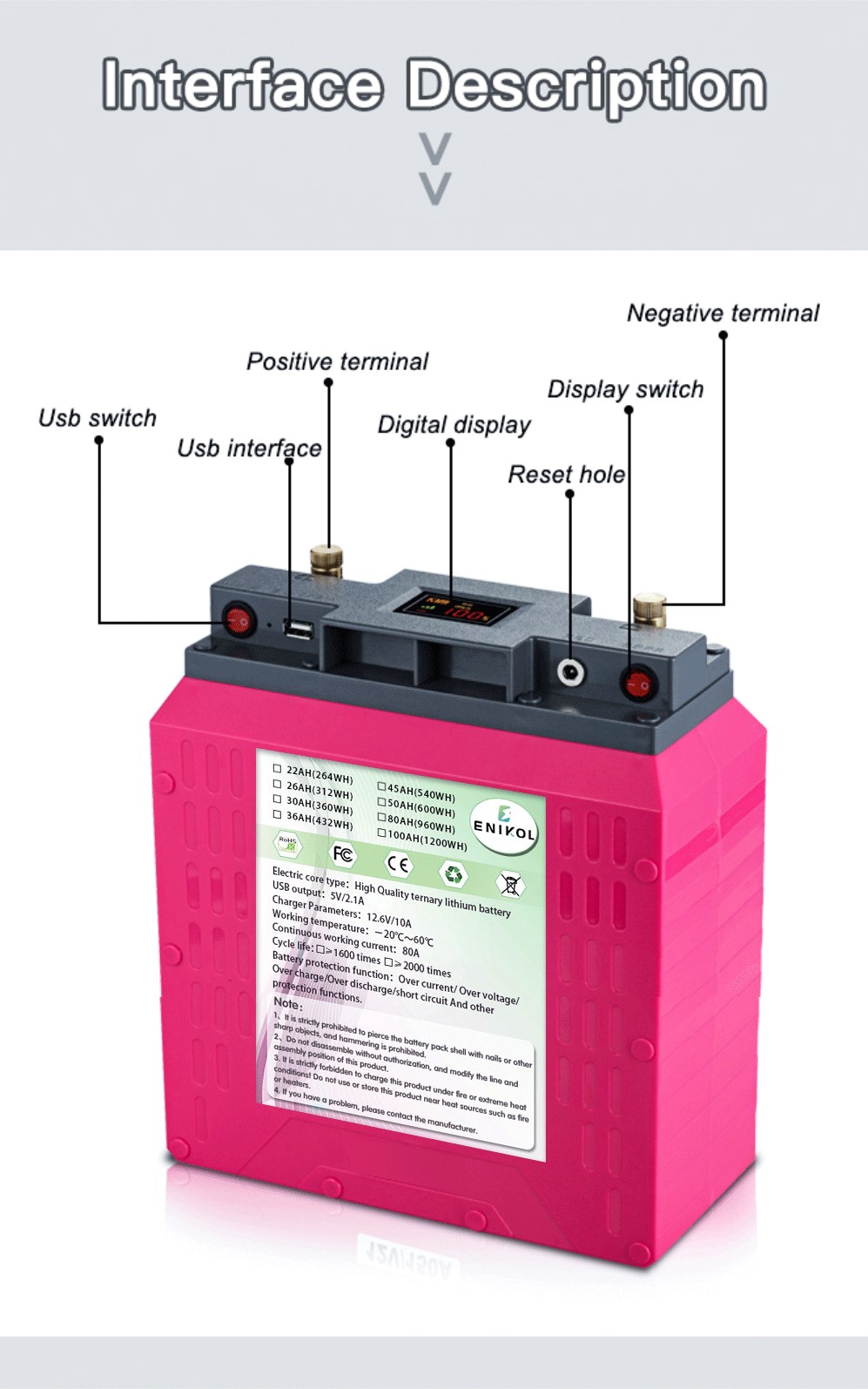 Portable 12V Lithium Battery 30ah 50ah 80ah 100ah Solar Power Battery Pack For Camping