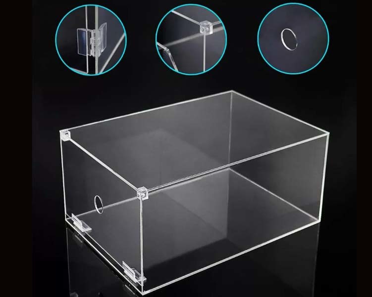 Shoe Box Packing Clear Acrylic Display Case With Magnets Lid Sneaker