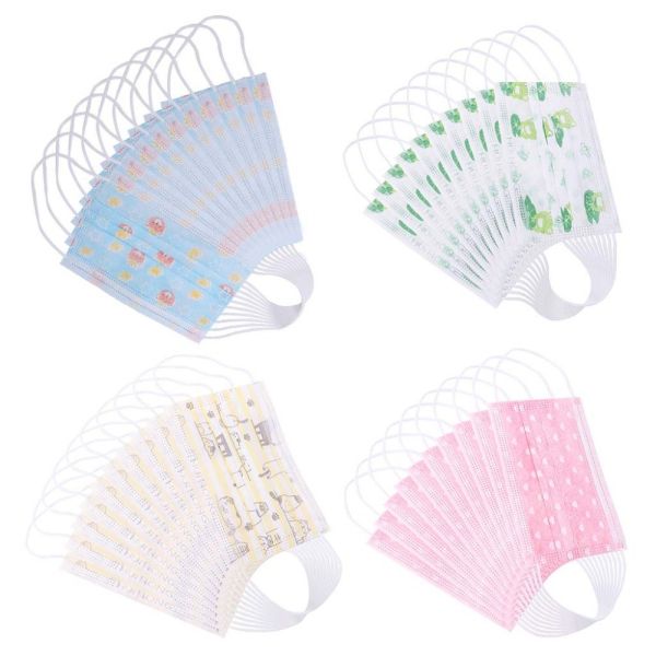 Breathable Disposable Kids Face Mask With Elastic Straps And Adjustable Nose Clip