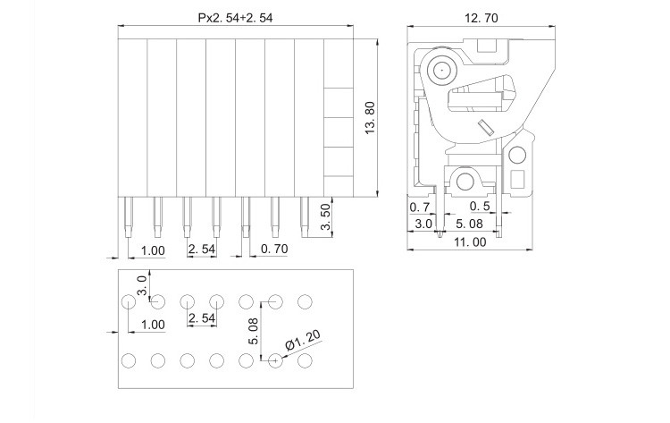 PA66 Housing 2.54mm Pitch PCB Screwless Terminal Block