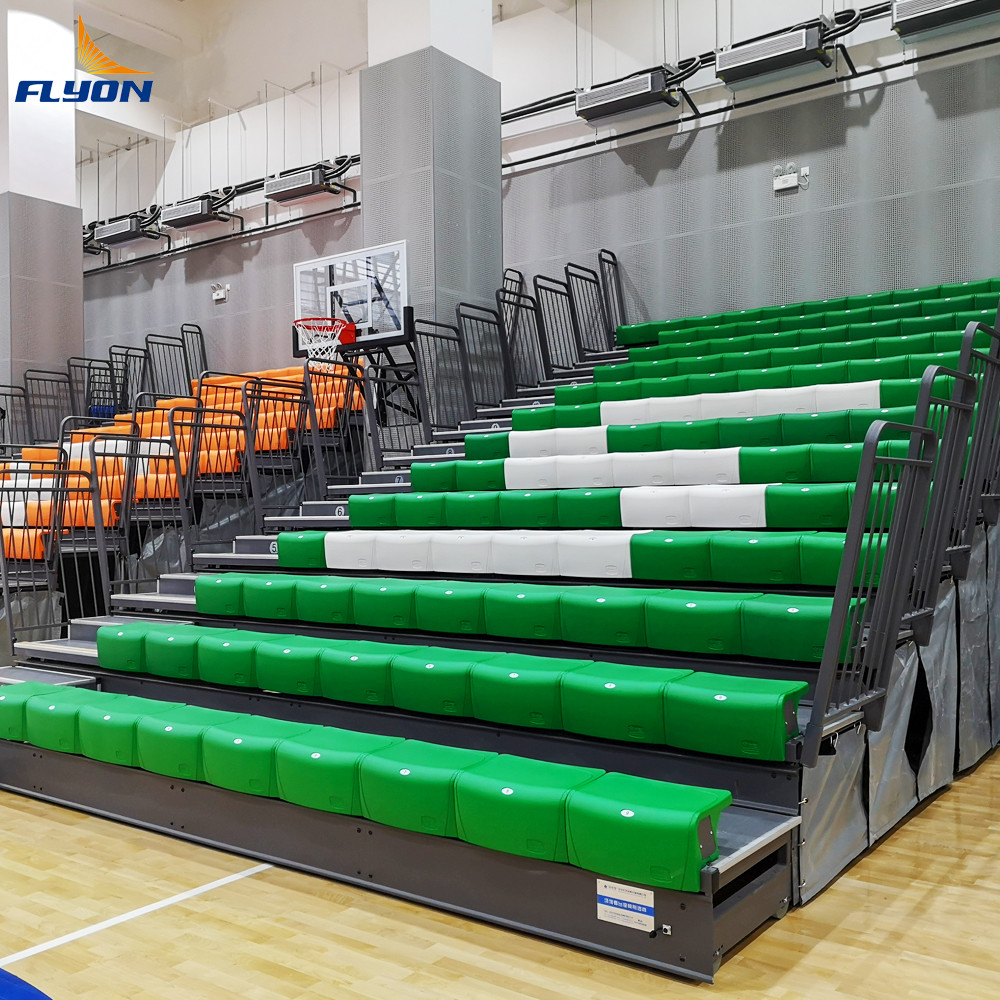 Silver Retractable Bleacher Seating Customized and Easy Installation