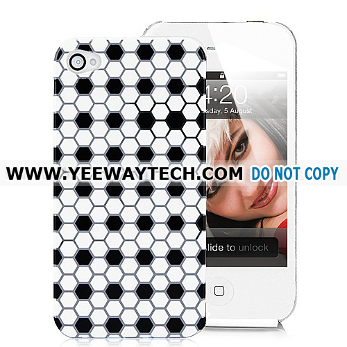 Buy cheap unusual iphone 4S cases -42405 Hexagon Mesh Back Hard Case Cover For iPhone 4 - White/Black product