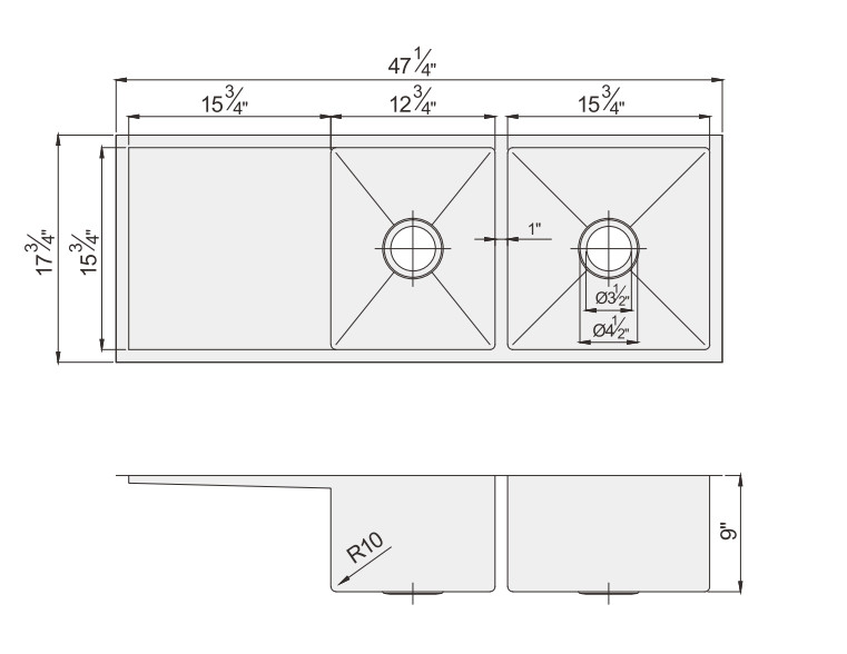 16 Gauge Stainless Steel Sink With Drainboard , Undermount Handmade Kitchen Sink