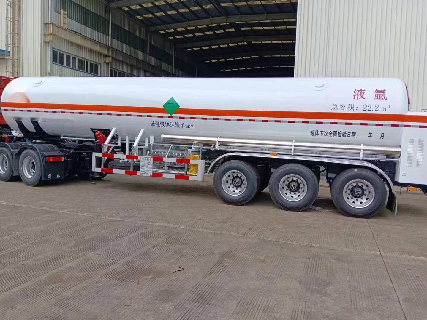 CIMC 3 axis carbon steel 20 to 30 cbms Cryogenic liquid oxygen hydrogen natural gas transport pressure vessel tank truck trailer