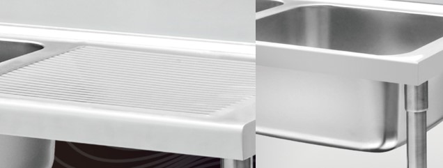 AISI Stainless Steel Catering Equipment Two Sink 500*500*300mm Brake Wheel Restaurant Kitchen