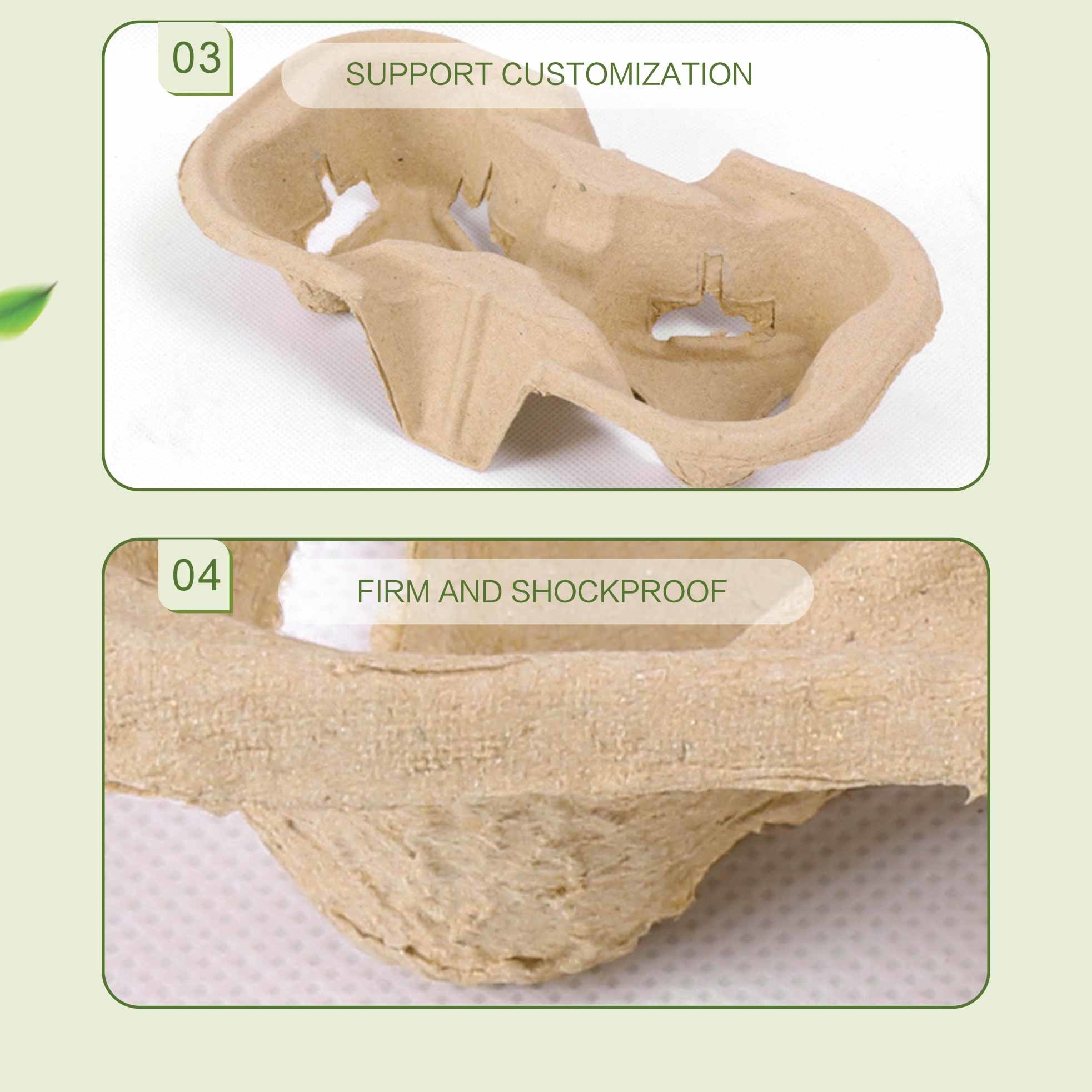 Disposable Cup Holder for Hot or Cold Drinks 2cups 4 Cups Drink Carrier with Handle Kraft Paperboard Coffee Cup Holder