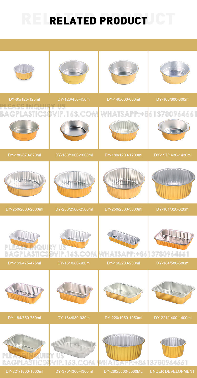 250mm Diameter 2500ml Heatable food pack Preservation Lunch Box Recyclable Takeaway Aluminum Foil Food Container