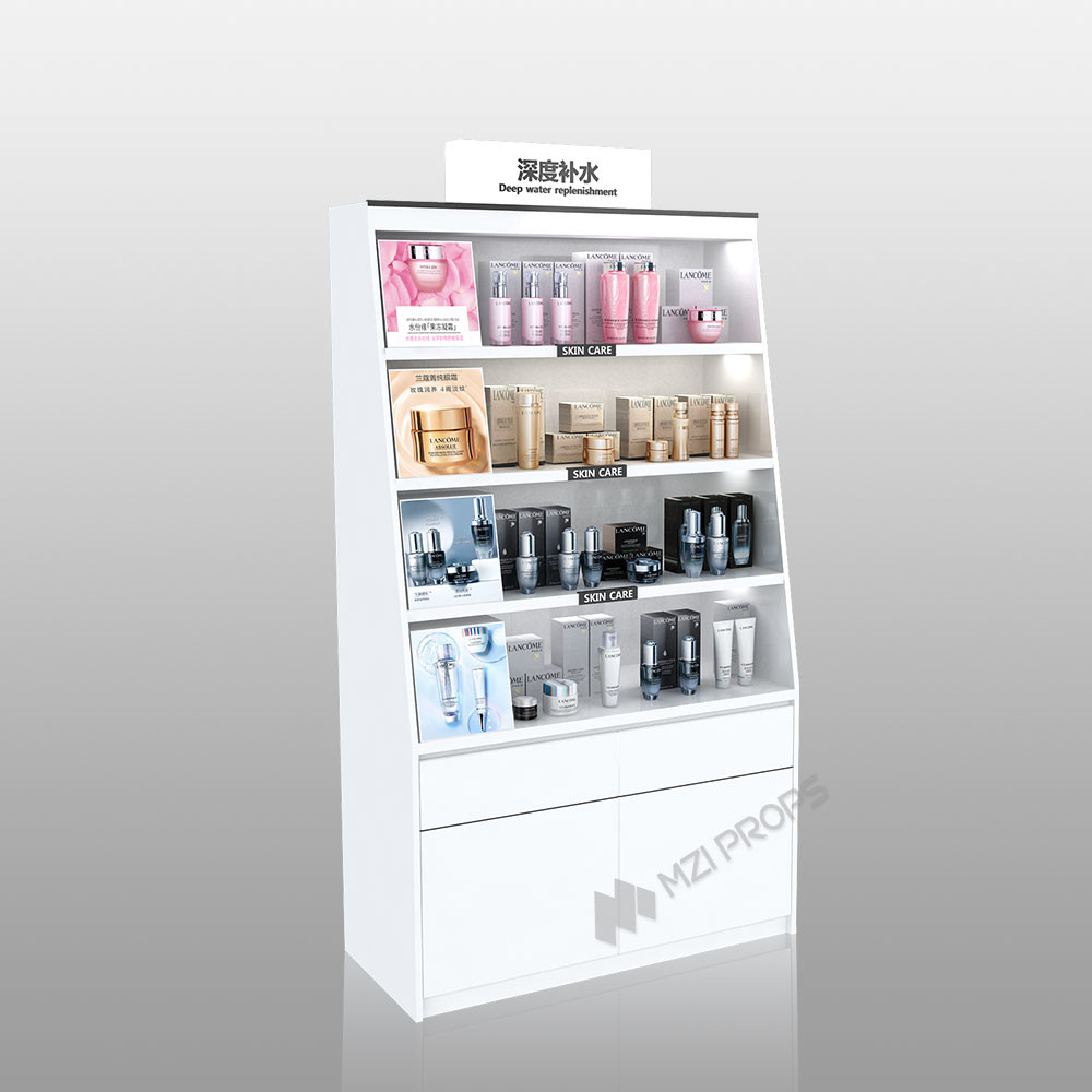 ZhMS-V10 T-Column with Adjustable Rods Skincare Display Cabinet for Airports