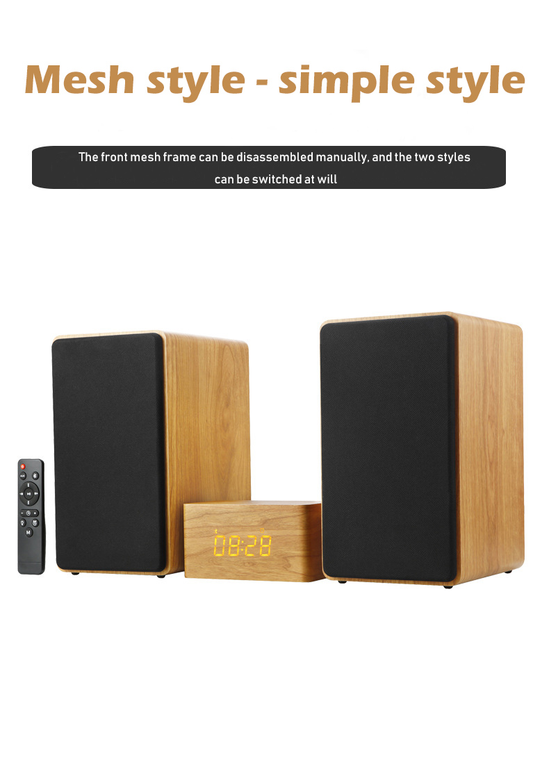 Multimedia Wood Bookshelf Speakers , Wireless Mini Hifi Bluetooth Speakers