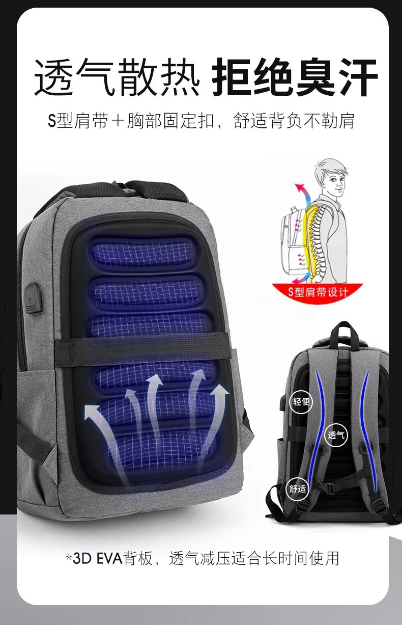 15.6'' 16" Travel USB Computer Custom Made Waterproof Washable Men Backpack With USB Charging Port