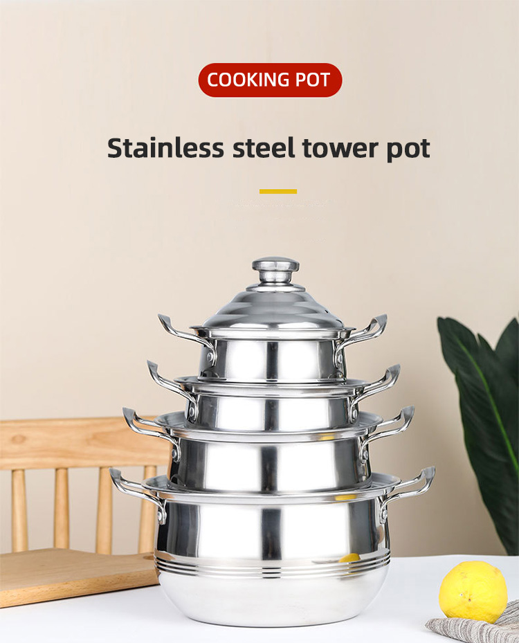 Factory Wholesale Different Size Cookware Set Custom Pots Wholesale 5PCS Stainless Steel Cooking Pot Set