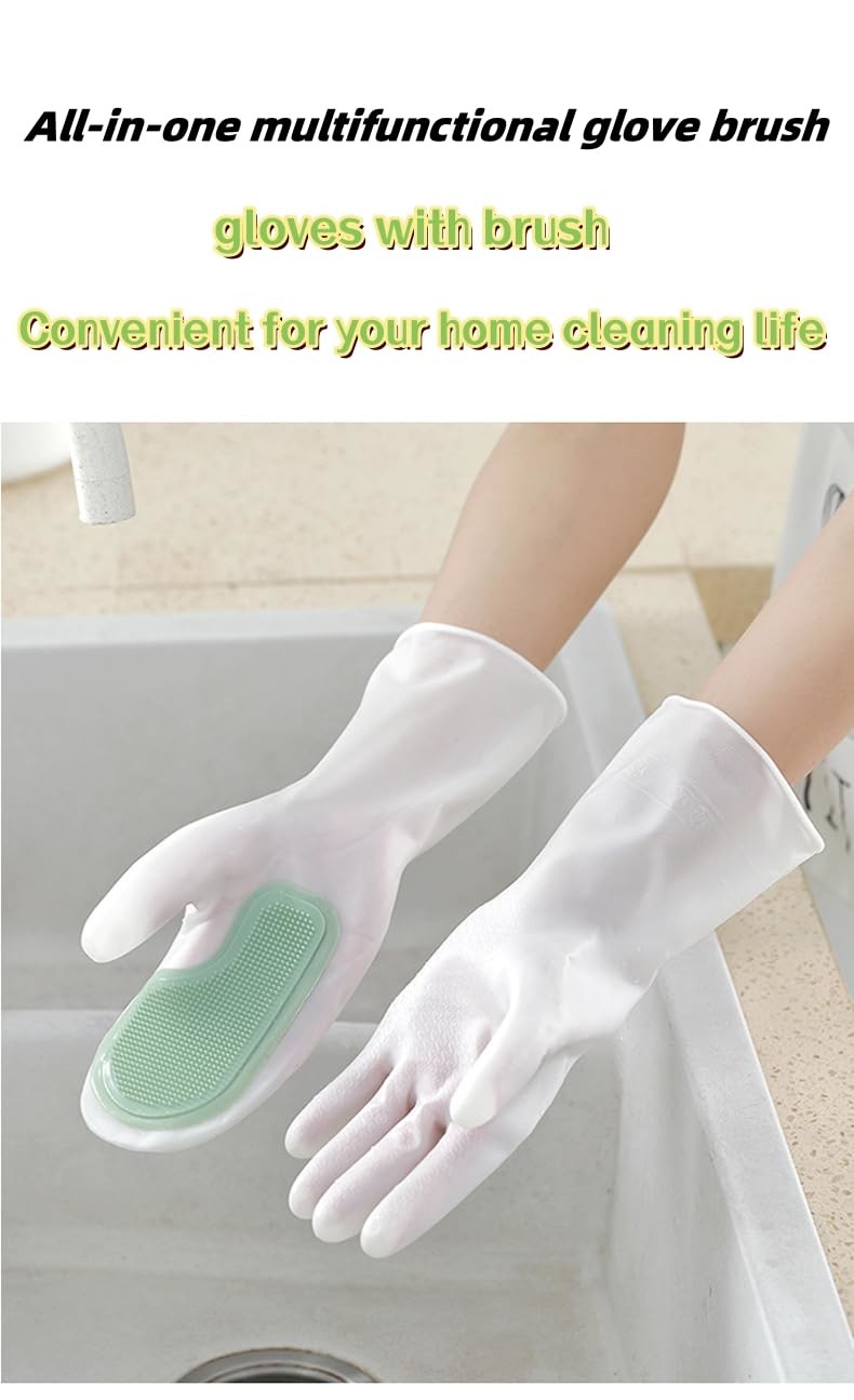 Silicone Dish Washing Gloves Reusable Cleaning Gloves Silicone Scrubber Gloves For Household, Bathroom Pet Bathing Cars