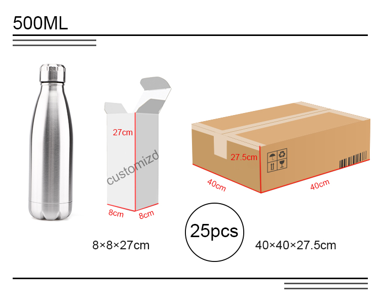 Custom 500ml Fashion Air Transfer Printing Vacuum Insulated Stainless Steel Thermal Flask Thermos Bottle
