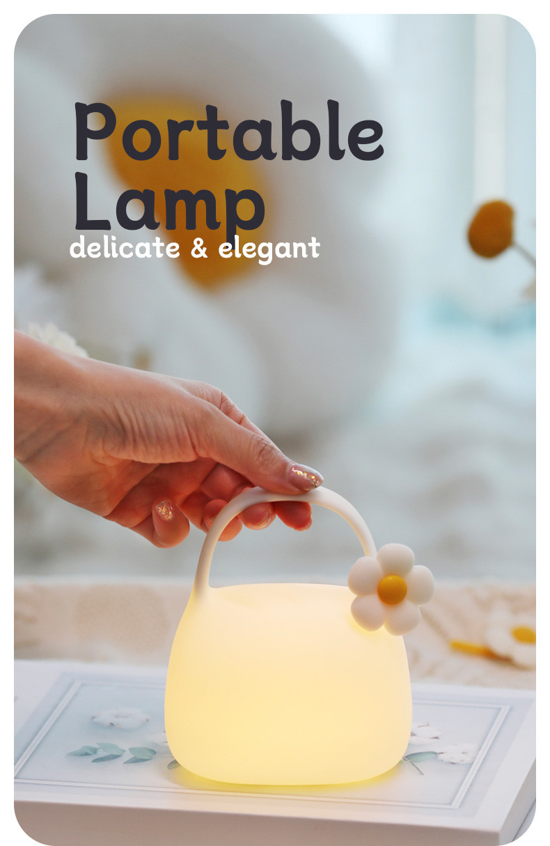 DIY Creative Gift Handbag Silicone Clapping Lamp With Time Bedside Decoration Atmosphere Sleeping Night Light