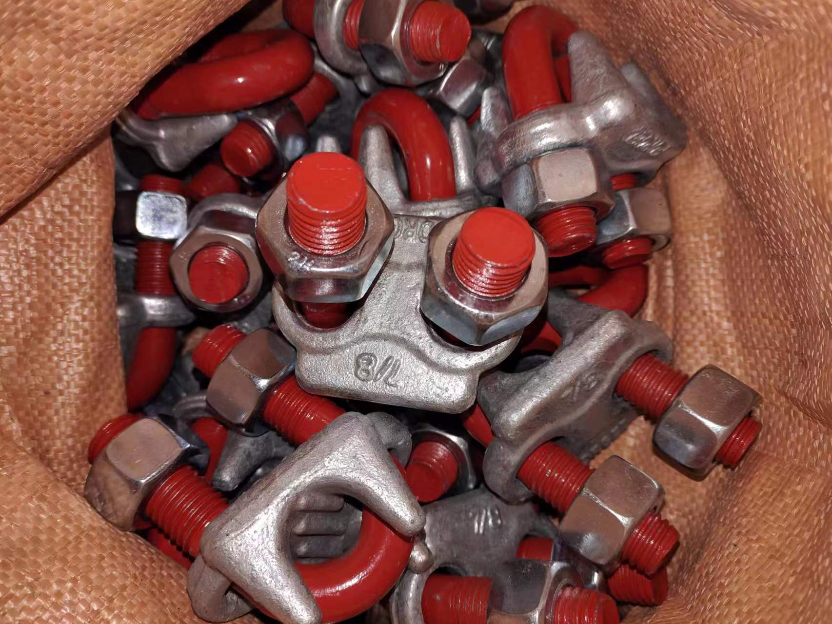 High Tensile Structure Hot DIP Galvanized Us Type Forged Wire Rope Clips with Red U Bolt