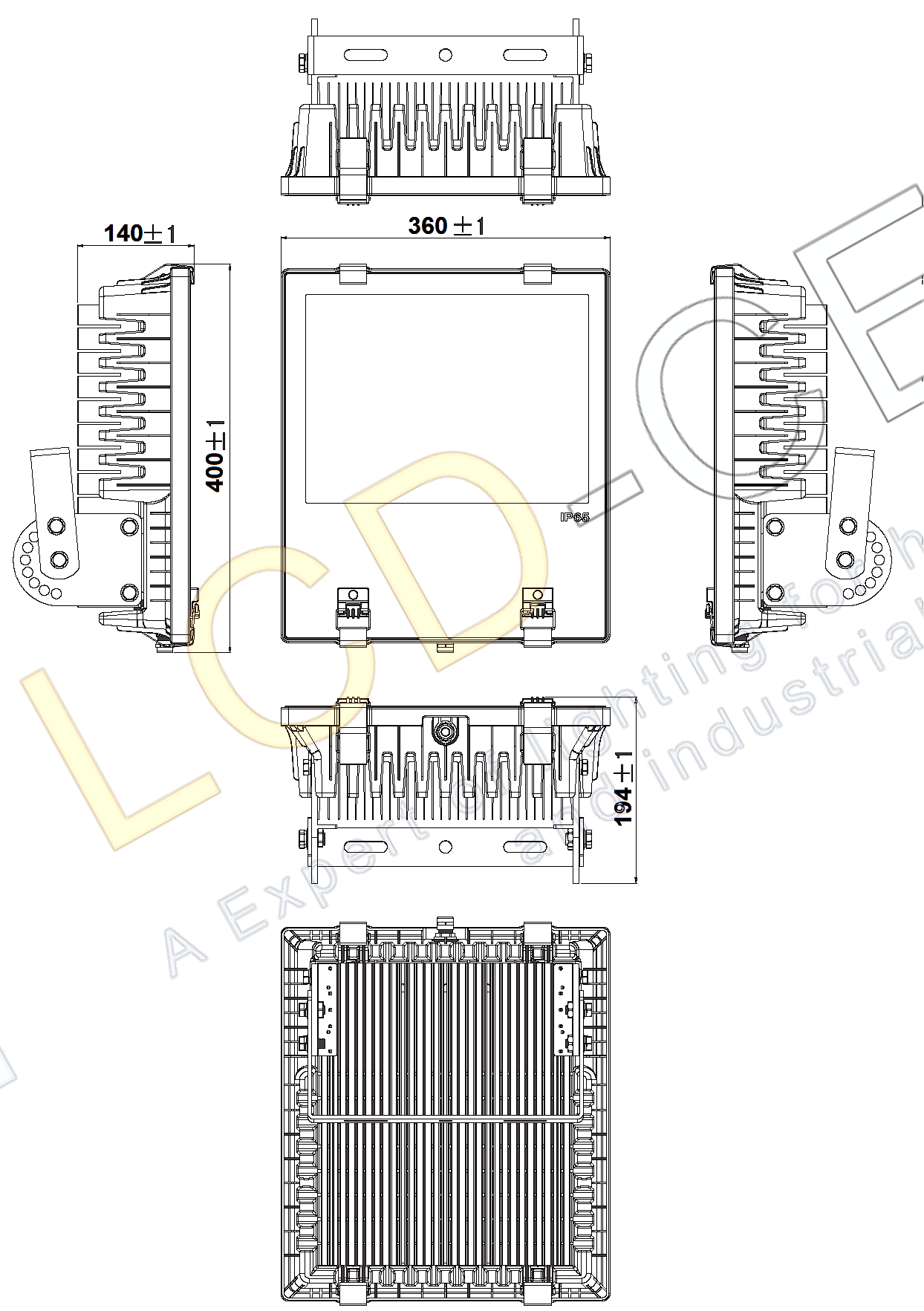 Efficient LEDs 140lm/W symmetric optic IP65/IK08 200W Industrial LED Flood Light 2
