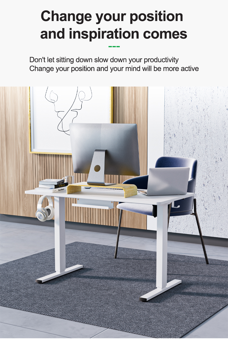 Adjustable Single DC Motor Sit Stand Desk for Home Office Electronic Metal Furniture