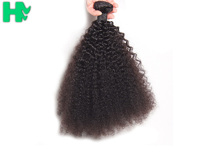 Black Natural Human Hair Extensions , 100% Virgin Peruvian Kinky Culry Hair