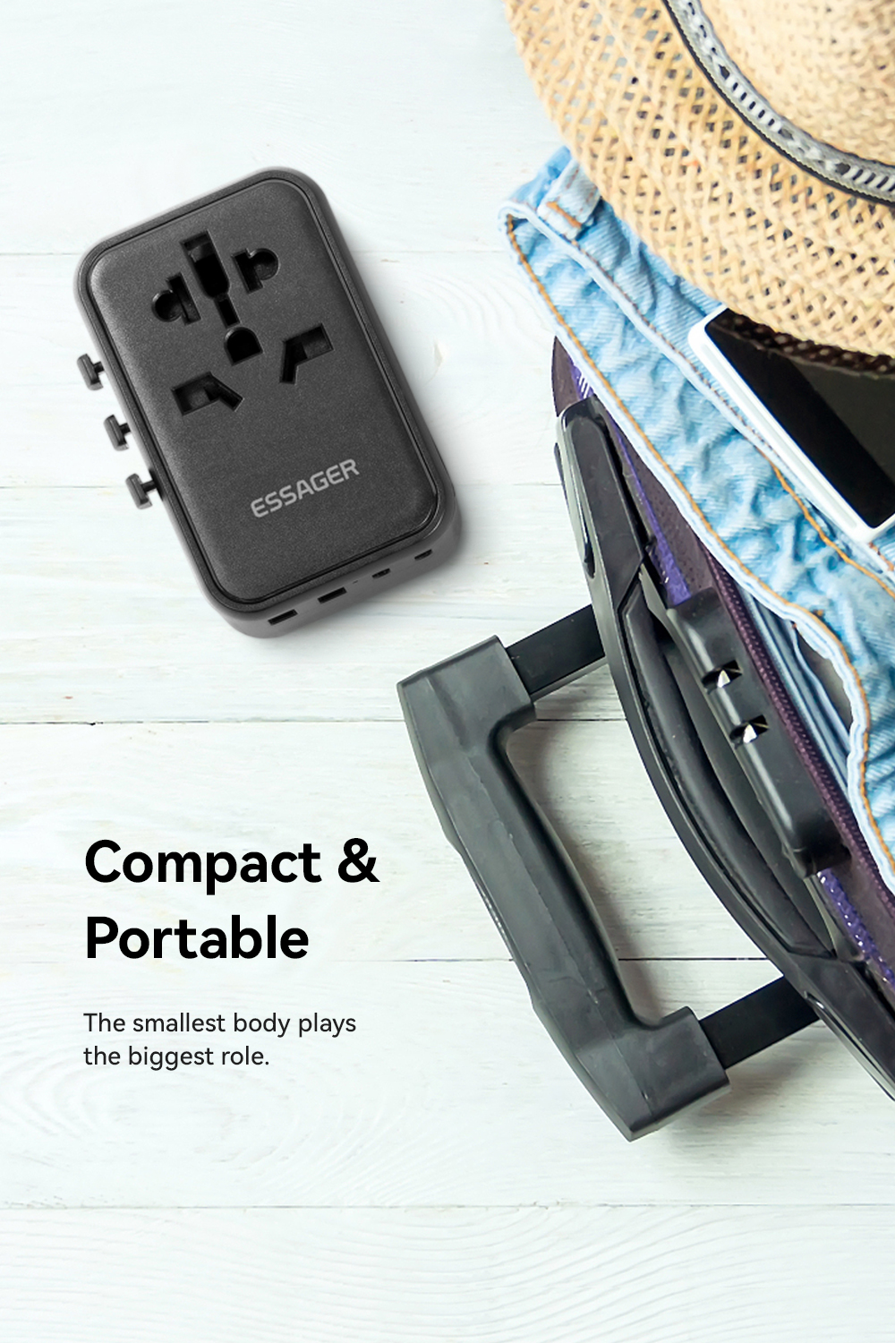 Essager 2023 Travel New Product Phone Accessories Quick Charging 3 USB-C 2 USB-A Portable Travel 65w Charger