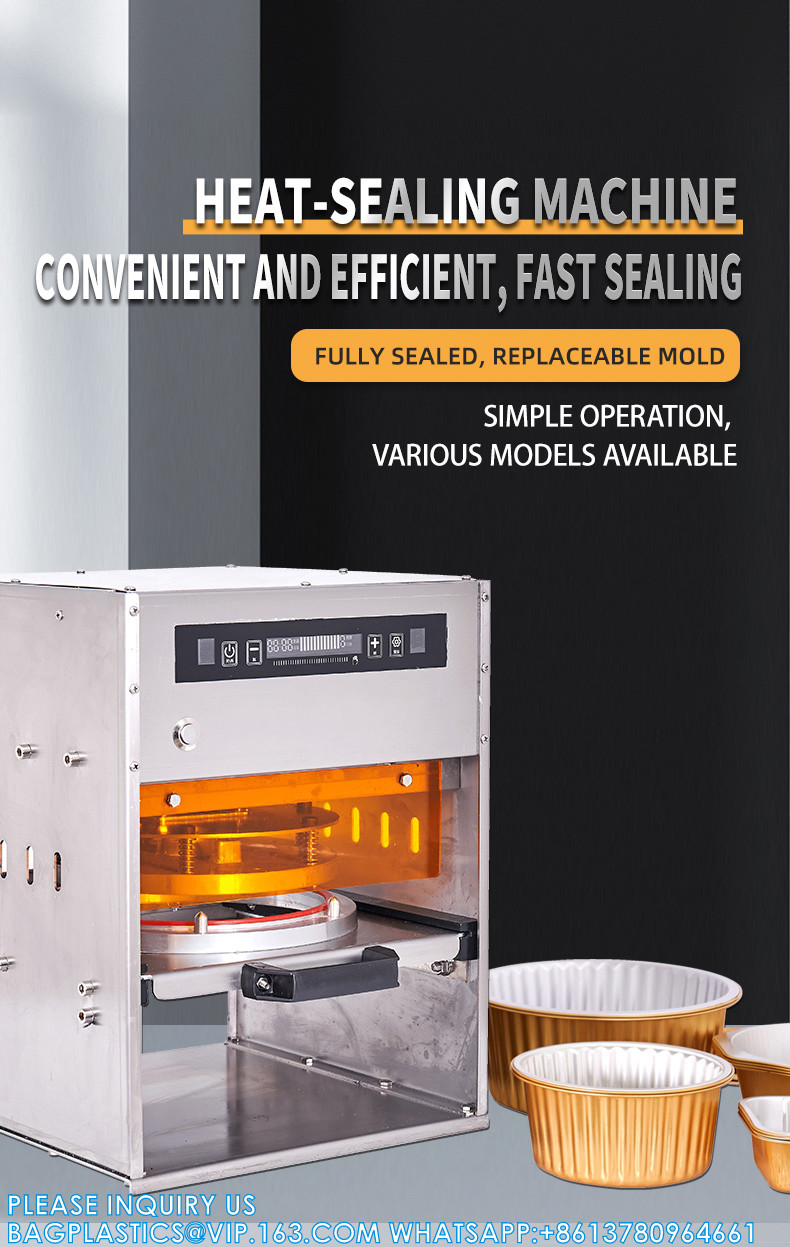 Manual Electrical Round and square Meal Food Box Food Snack Container Sealing Machine Aluminum Foil Sealer