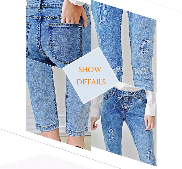 Blue Breathable Pencil Pants Skinny fit bootcut jeans for woman
