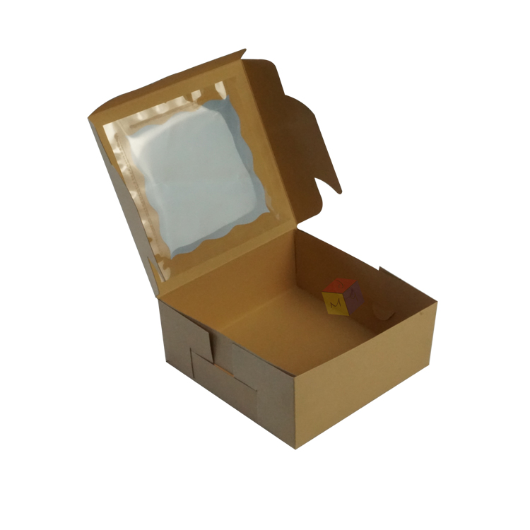 Food Grade Kraft Takeaway Bakery Cake Packaging Boxes with Clear Window and Custom Logo