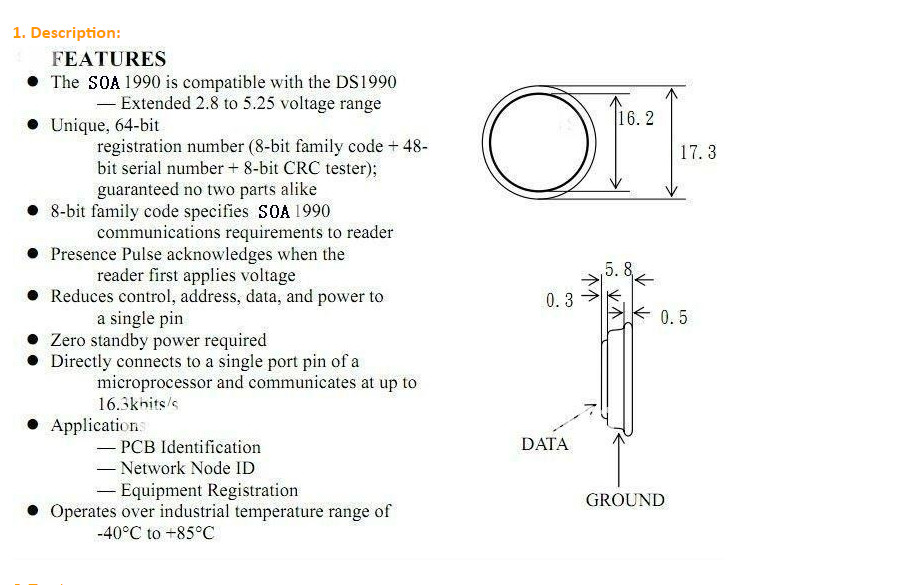 Ds1990a-F5 IButton Smart Card