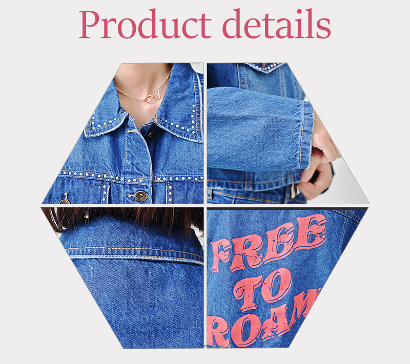 Custom Casual Womens Short Jean Jacket , Slim Fit Jeans Coat For Ladies