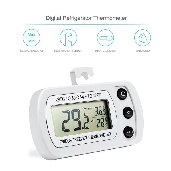 DTH-94 LCD Display -20℃~50℃ Digital Wall Refrigerator Thermometer Hygrometer Temperature Humidity MeterFor Fridge Freezer Cold Chain Transportation
