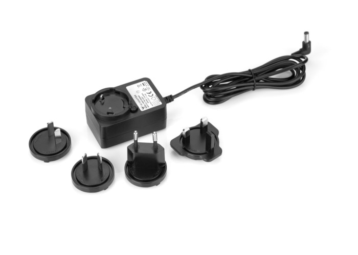 Compact 24W Interchangeable Plug Adapter OD5.5mm Male Connector 1A Currents AU EU US UK Plug Version