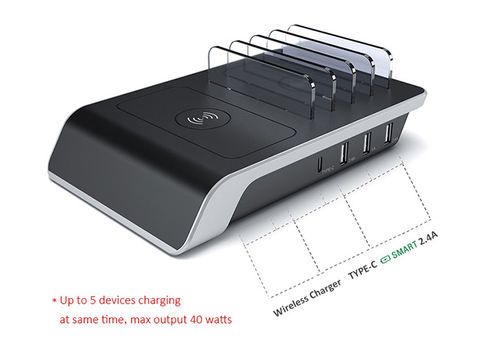 Dock ABS 4 In 1 Type C QI Wireless Charging Station