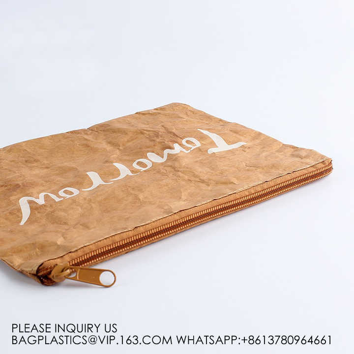 New Fashion Style Untearable Tyvek Zipper Cosmetic Bag New style quality black color tyvek zipper pouch packaging