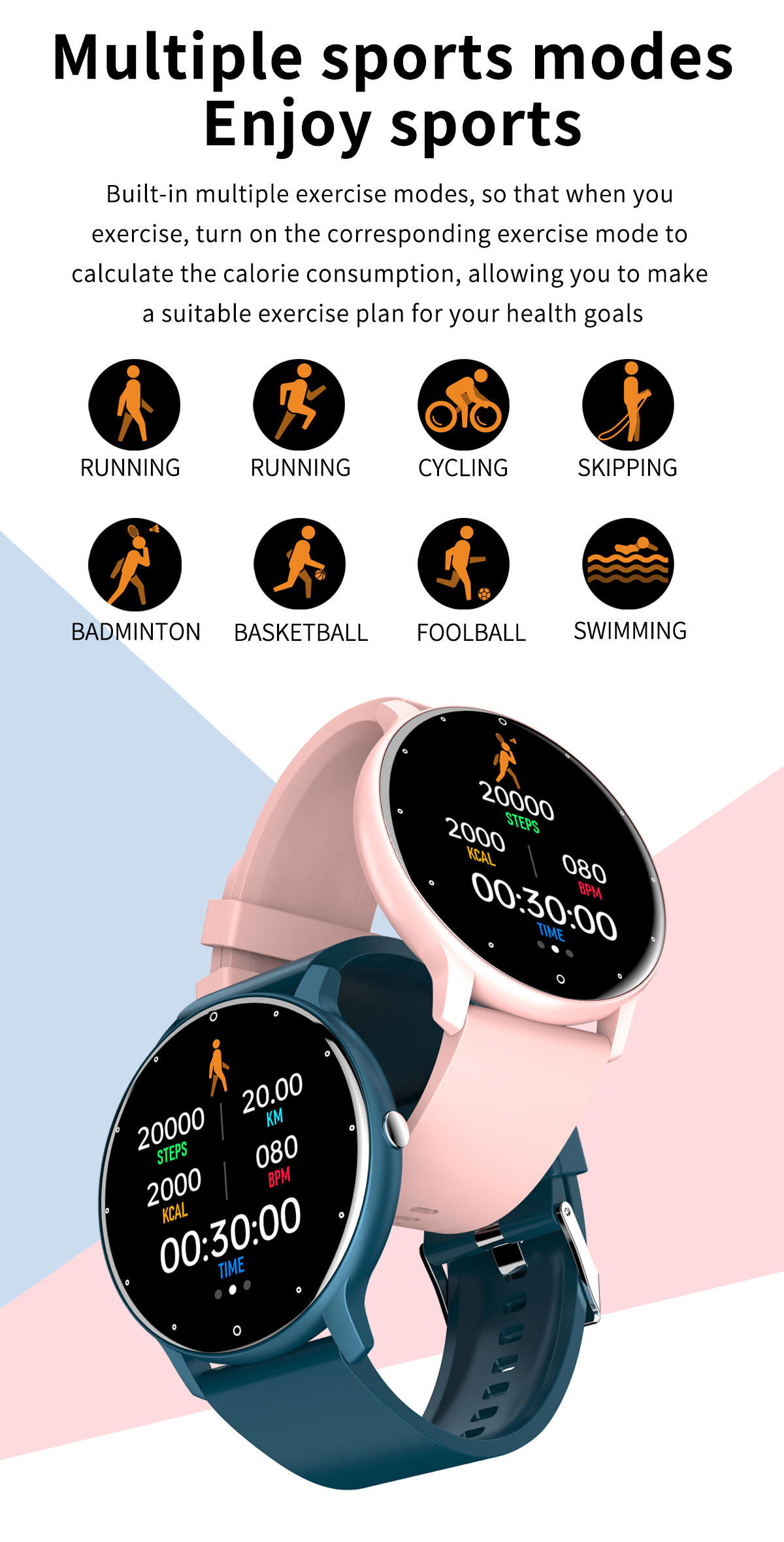 SC7A20 Sensor Bluetooth Smart Watch Blood Pressure IPS Screen 200mAH For Girls