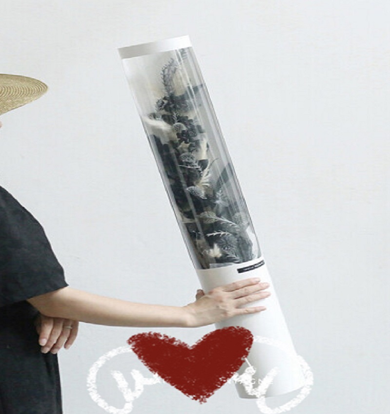 Handmade Single Rose Flower Gift Box Packing Recyclable Cylindrical Shaped