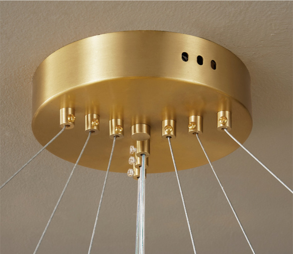 Dia40cm Dia60cm Copper Brass Leaf Pendant Chandelier Lights Tricolor Anti Rust