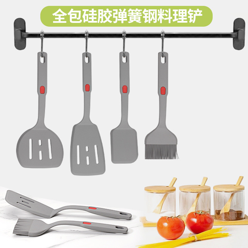 5pcs New Silicone Cooking Utensils Set Silicone Baking Spatula Utensils Set First Home Essentials Kitchen Gadget Set