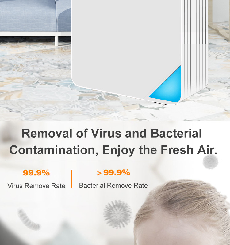 Smart Negative Ion Pollen 100W Hepa Air Purifier With Child Lock