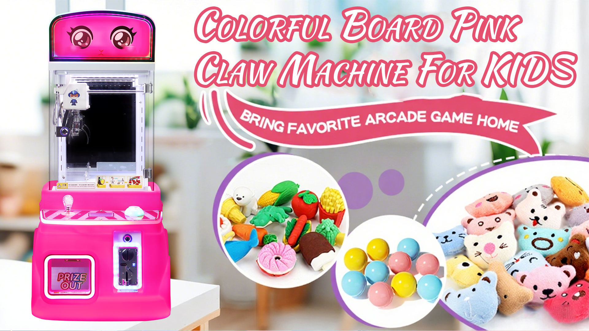 Pink New Mini Fire Truck Toy Automatic Vending Machine Coin-operated Fun Doll Machine