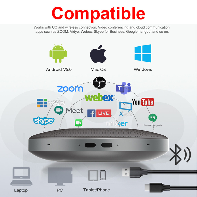 Conference Speaker Wireless Conference Microphone Speakerphone For Mobile Phone And PC